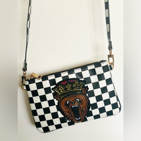 Essentiel Antwerp Handbags - Essentiel Antwerp Andy bear chess board crossbody faux leather bag